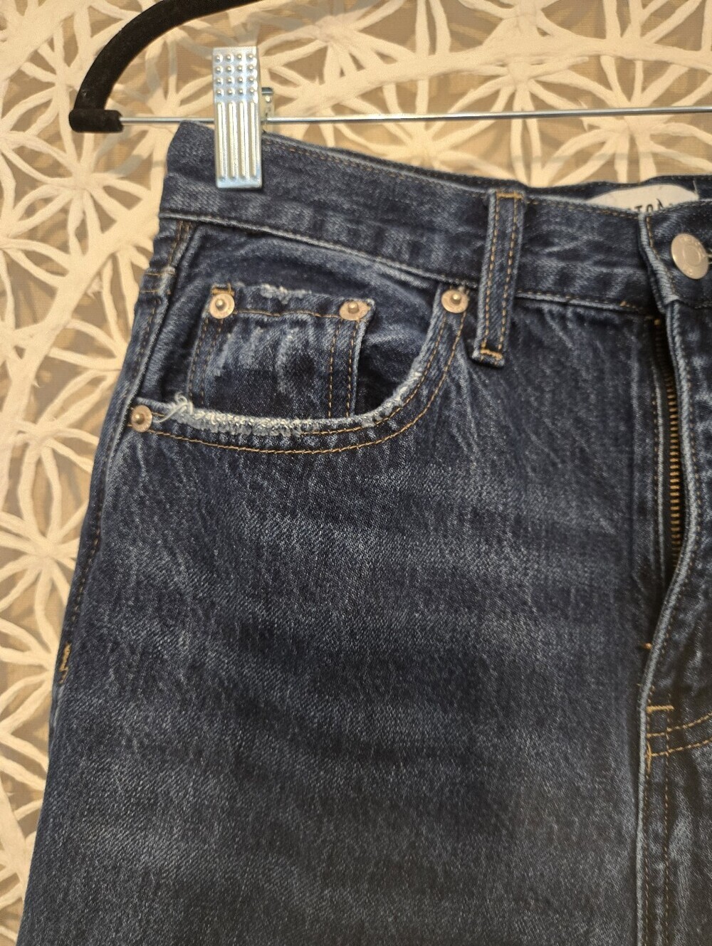 Pistola Cassie High Rise Straight Leg Cropped Distressed Jeans 26 Dark Wash - Picture 5 of 13